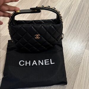 CHANEL Black Quilted Mini Top-Handle Bag with Gold Hardware